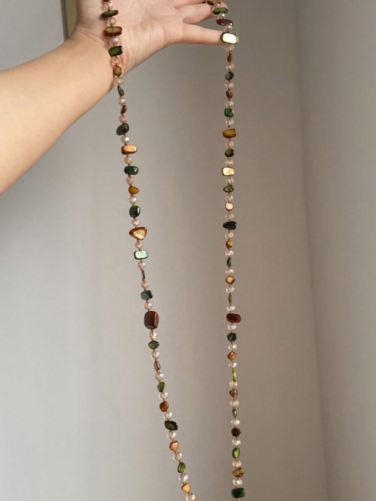 Boho Shell Beaded Necklace – Double Layer Long Chain