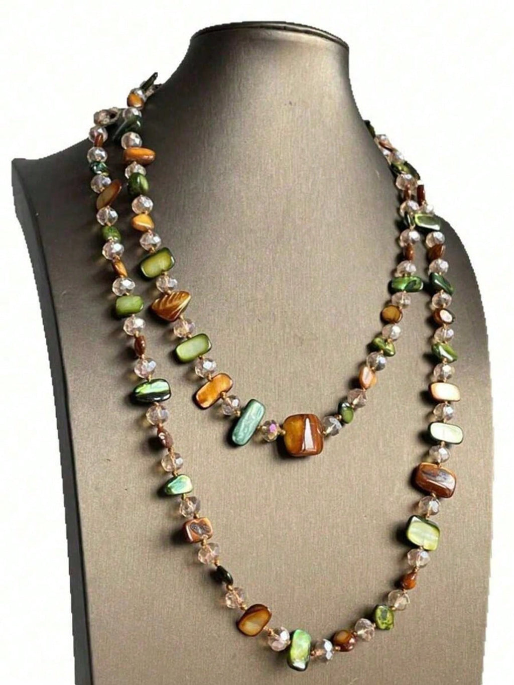 Boho Shell Beaded Necklace – Double Layer Long Chain